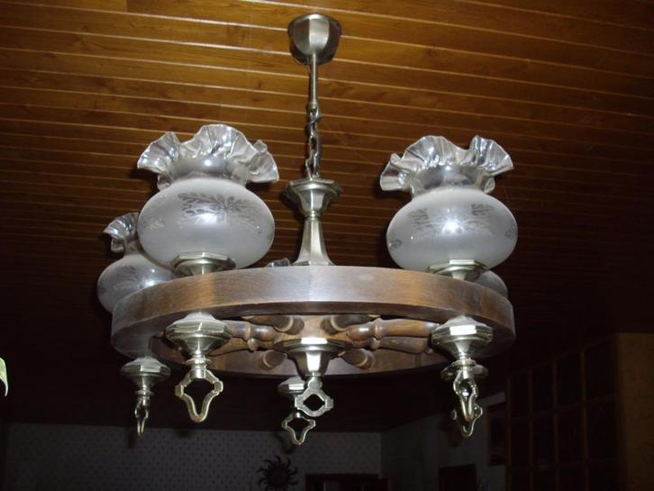 LUMINAIRE, Huis en Inrichting, Lampen | Hanglampen, Gebruikt, 50 tot 75 cm, Glas, Hout, Metaal, Ophalen