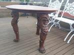 Grote mooie vintage houten tafel. De drie poten zijn uitgesn, Antiquités & Art, Enlèvement ou Envoi