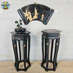 Vintage laquer Chinese plantentafels / piedestals / zuilen, Ophalen of Verzenden, Gebruikt