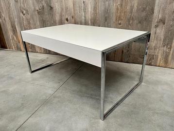 TABLE BASSE DESIGN VINTAGE 1970s DRABERT CHROME + BOIS très, 100 à 150 cm, Moins de 50 cm, Enlèvement ou Envoi, Utilisé