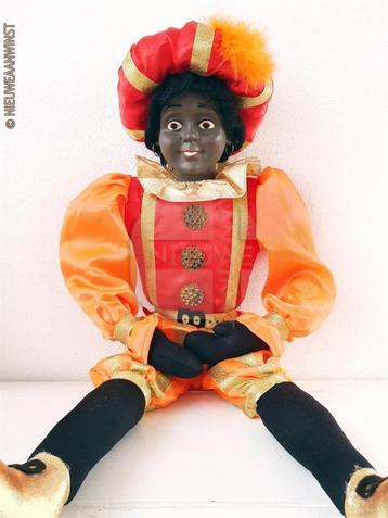 Authentieke V&D etalage zwarte Piet pop - 80cm, oranje/rood beschikbaar voor biedingen