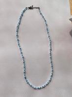 Roestvrij stalen ketting met blauwe kraaltjes, Handtassen en Accessoires, Kettingen, Overige materialen, Verstelbaar, Blauw, Nieuw