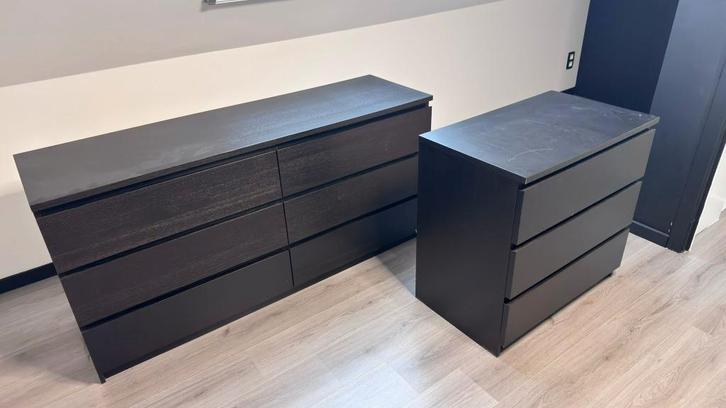 Set van 3 Malm - Kasten Ikea, Huis en Inrichting, Kasten | Ladekasten, Gebruikt, Overige houtsoorten, Ophalen