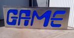 Groote Aluminium Reclamebord ''GAME'', Ophalen of Verzenden, Reclamebord