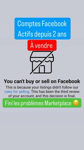 Compte facebook actif depuis 2 ans a vendre (marketplace…)