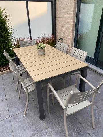 Tuinset tafel en 6 stoelen, Enlèvement, Comme neuf
