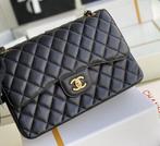 CHANEL CLASSIC DOUBLE FLAP CAVIAR LEDER, Enlèvement ou Envoi, Neuf, Noir, Sac à main