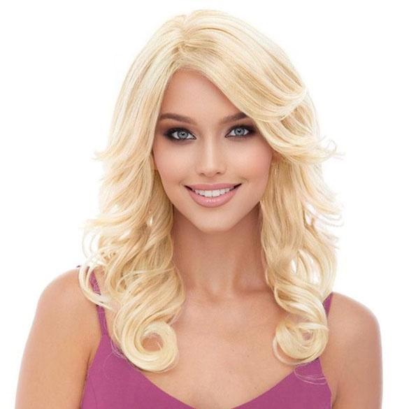 Pruik lang haar lichtblond met krullen model BLISS, Handtassen en Accessoires, Uiterlijk | Haarverzorging, Nieuw, Verzenden