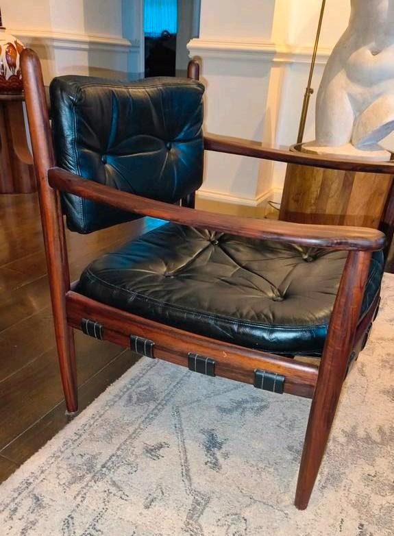 Fauteuil Eric Merthen, Huis en Inrichting, Fauteuils, Gebruikt, Hout, Leer, Ophalen