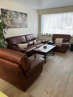 salon in leder, Huis en Inrichting, Ophalen, Gebruikt, Leer