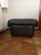 Zwart lederen poef, Huis en Inrichting, Ophalen, Gebruikt, Leer, 50 tot 75 cm