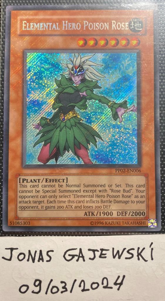 Elemental Hero Poison Rose (Secret - PP02-EN006), Hobby en Vrije tijd, Verzamelkaartspellen | Yu-gi-Oh!, Zo goed als nieuw, Meerdere kaarten