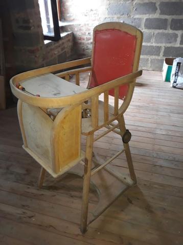 chaise à bébé en bois années 50