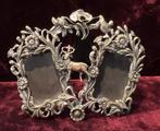 Antiek Dubbel Fotolijstje met Hert Sierlijk Art Nouveau, Antiek en Kunst, Ophalen of Verzenden