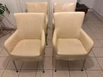 Leren Eetkamerstoelen (Set Van 4), Huis en Inrichting, Stoelen, Ophalen, Gebruikt, Overige kleuren, Metaal