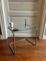 Vintage chroom bijzettafeltje - ‘70, Huis en Inrichting, Tafels | Salontafels, Ophalen, Zo goed als nieuw, Glas