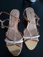 Elegante sandalen m 41 wit-bruin-goud riempjes merk Tamaris, Ophalen, Zo goed als nieuw, Bruin