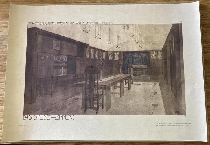 Lithographie originale de R.M MACKINTOSH - Art Nouveau 1901, Antiek en Kunst, Kunst | Schilderijen | Modern, Verzenden
