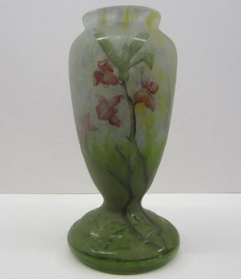 Antiek mini Daum Nancy vaasje, cameo glas, ca 1910, Antiek en Kunst, Antiek | Glaswerk en Kristal, Verzenden