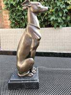 bronzen statige hond beeld whippet greyhound windhond, Antiek en Kunst, Ophalen of Verzenden