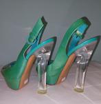 627C* Casadei - sexy groene sandale van volledig leer (38,5), Verzenden, Schoenen met hoge hakken, Gedragen, Casadei