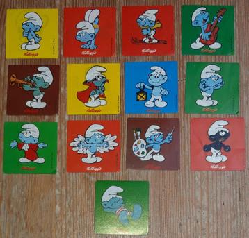 De Smurfen 13 stickers Kellogg's 70s/80s Peyo Schtroumpfs disponible aux enchères