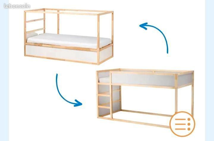 kura lit superposé enfant blanc-bleu, Kinderen en Baby's, Kinderkamer | Stapelbedden en Hoogslapers, Gebruikt, Hoogslaper, Ophalen