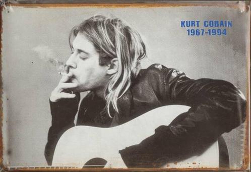 Metalen rusty-old vintage look wandplaat Kurt Cobain, Verzamelen, Merken en Reclamevoorwerpen, Nieuw, Ophalen of Verzenden