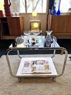Vintage space age trolley bijzettafel rookglas / wit 70s, Ophalen, Gebruikt, Vintage
