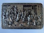 Oude blikken doos met tafereel van een herberg, Verzamelen, Ophalen of Verzenden, Gebruikt, Overige, Overige merken