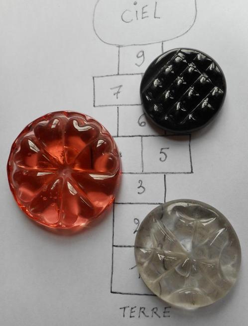 Palets verre pour jeu marelle - Antiquités - Curiosités, Antiek en Kunst, Curiosa en Brocante, Ophalen of Verzenden