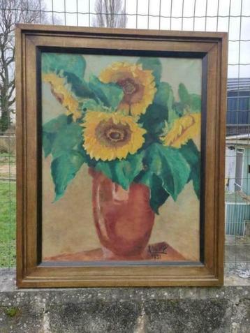 huile sur papier maroufle fleurs signe jose wolff beschikbaar voor biedingen