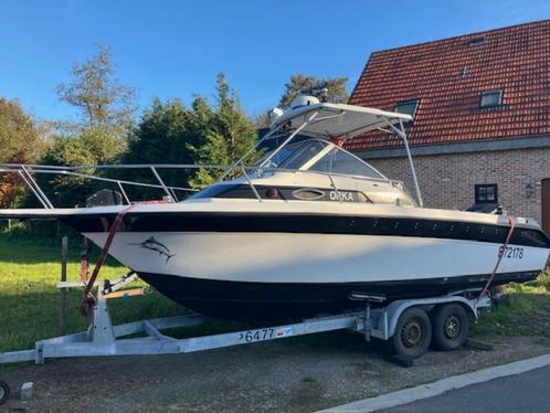 Vissersboot met 225 pk, Sports nautiques & Bateaux, Bateaux à moteur & Yachts à moteur, Utilisé, Polyester, 6 à 9 mètres, Essence