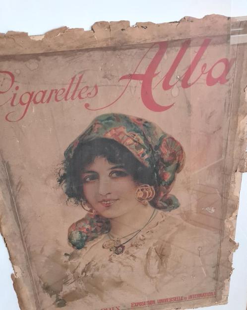 Affiche originale cigarettes ALBA, Verzamelen, Posters, Gebruikt, Ophalen