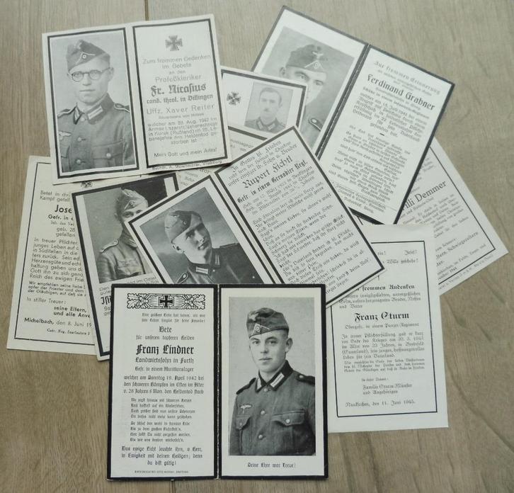 10 x WO2 bidprent Oost en Westfront 1940-1945, Verzamelen, Militaria | Tweede Wereldoorlog, Landmacht, Overige typen, Verzenden