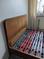 Art deco bed, vol hout met Wortelhoutfineer, 160cm breed,, Huis en Inrichting, Ophalen, Hout, 200 cm, 160 cm