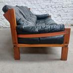 Pierre chapo bank sofa fauteuil s32 elm black leather 1970s, Huis en Inrichting, Gebruikt, Ophalen of Verzenden, Hout