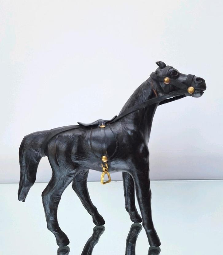 Handgemaakt vintage paardje leder/hout Libertystijl, Antiek en Kunst, Kunst | Beelden en Houtsnijwerken, Ophalen of Verzenden