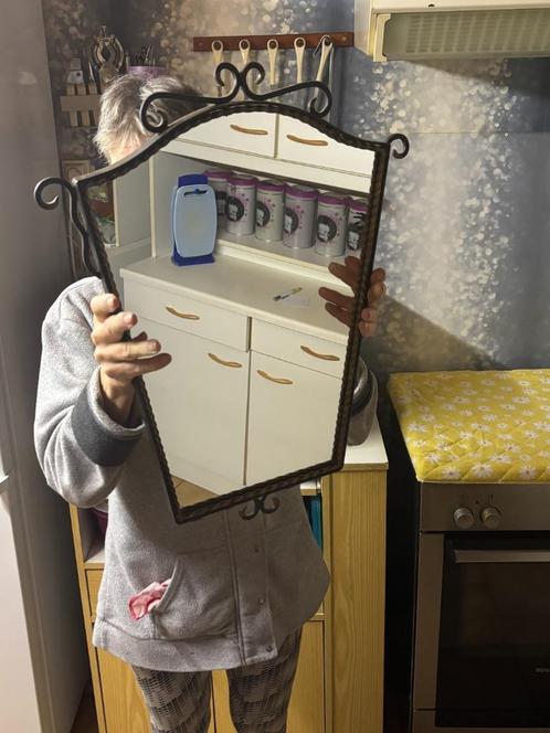 Spiegel met smeedijzer, Huis en Inrichting, Woonaccessoires | Spiegels, Gebruikt, Minder dan 50 cm, Minder dan 100 cm, Overige vormen