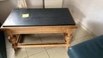 Robuuste eiken salontafel met leistenen blad, Ophalen, Gebruikt