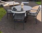 Graniet tafel en 4stoelen, Tuin en Terras, Tuinsets en Loungesets, Ophalen, Zo goed als nieuw
