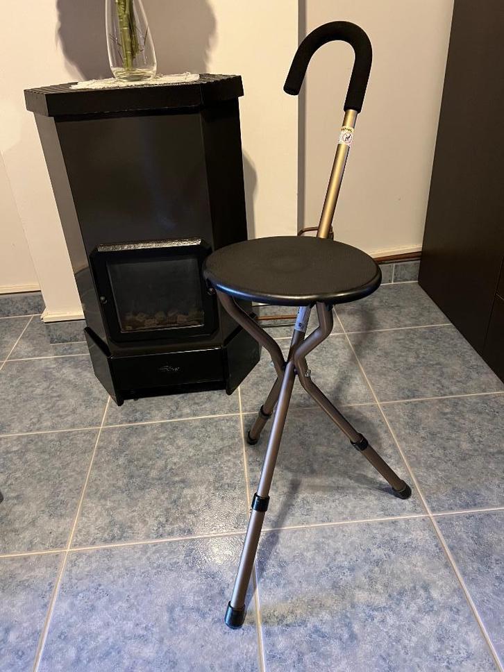 Zwart Opvouwbare Seat Stick Zit Wandel Stok Verstelbaar, Diversen, Wandelstokken, Zo goed als nieuw, Verstelbaar, Opvouwbaar, Ophalen