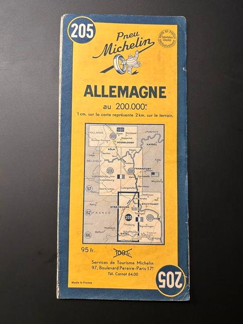 Michelinkaart nr. 205 — Duitsland — 1952, Boeken, Atlassen en Landkaarten, Gelezen, Duitsland, 1800 tot 2000, Ophalen of Verzenden