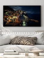 Uniek XXL Glasschilderij | Manarola Nights Italy  - 5 sizes, Oorspronkelijke maker, Verzenden, Nieuw, 125 cm of meer