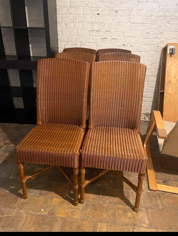 Lot 6 chaises Vincent sheppard, Maison & Meubles, Chaises, Comme neuf, Cinq, Six Chaises ou plus, Osier ou Rotin, Brun, Enlèvement