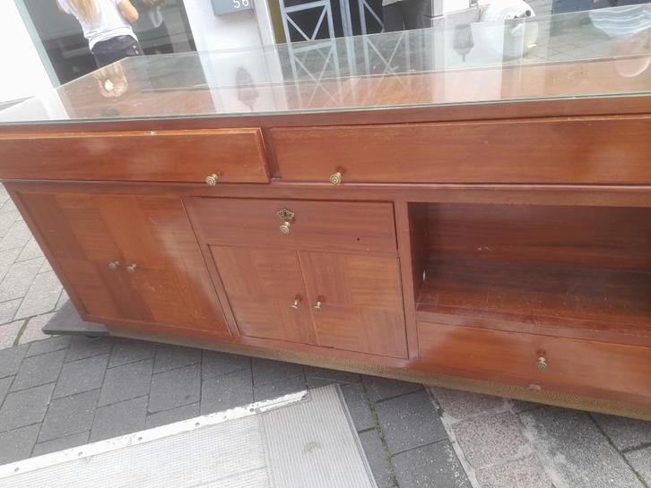 Antieke winkeltoog toonbank vitrine showcase PRACHTIG toog, Antiek en Kunst, Curiosa en Brocante, Ophalen