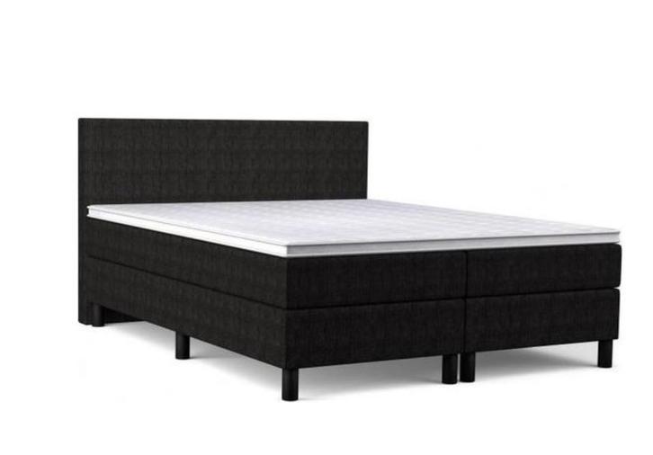 Boxspring Stof Zwart, Huis en Inrichting, Slaapkamer | Boxsprings, Gebruikt, 180 cm, 200 cm, Tweepersoons, Zwart, Ophalen