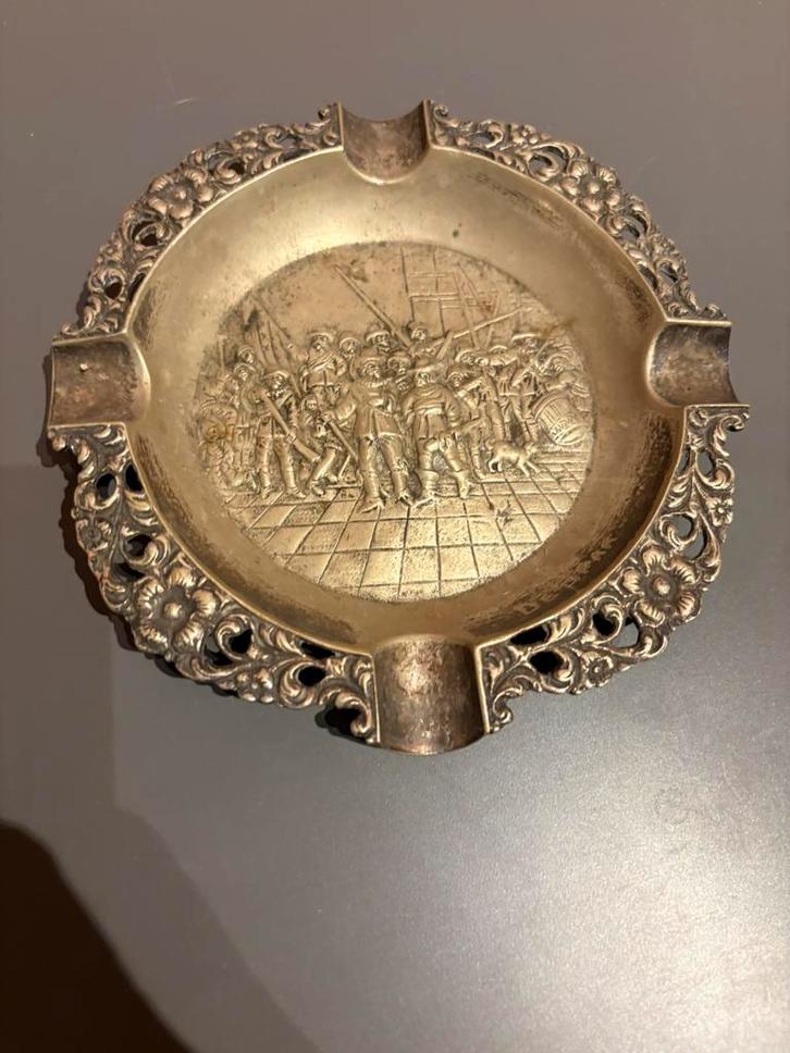 antieke asbak , messing of zamak, DESPAR, nachtwacht, Antiek en Kunst, Antiek | Woonaccessoires, Verzenden