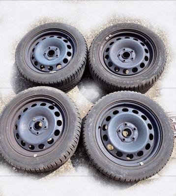 4 jantes en tôle 5x114,3 avec pneus hiver Michelin Alpin