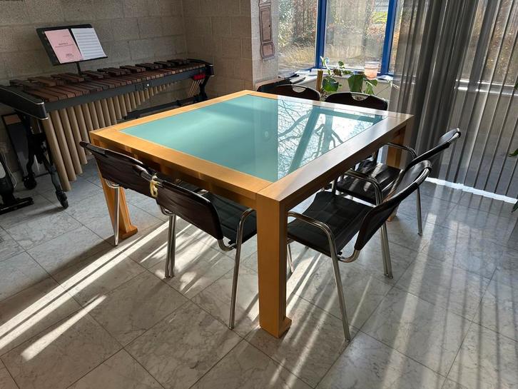 Cassina vierkante eettafel, Huis en Inrichting, Tafels | Eettafels, Gebruikt, 100 tot 150 cm, 100 tot 150 cm, Vijf personen of meer